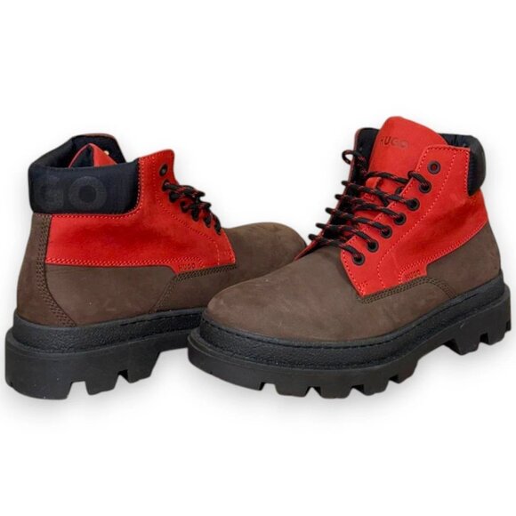HUGO Graham Men's Brown Red Leather Ankle Boots US 9 (UK 8 EU 42) MSRP $240 - Picture 4 of 4